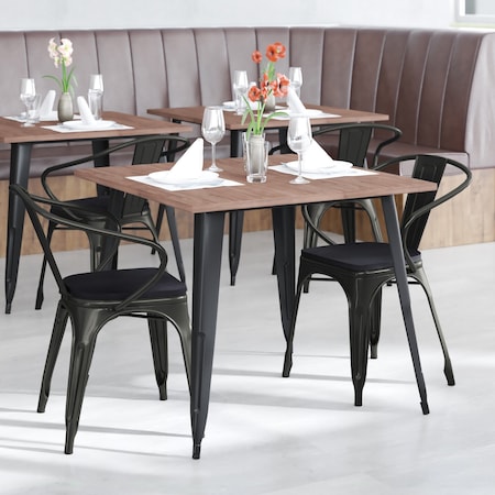 Flash Furniture Black Metal Stack Chair with Black Poly Resin Seat CH-31270-BK-PL1B-GG